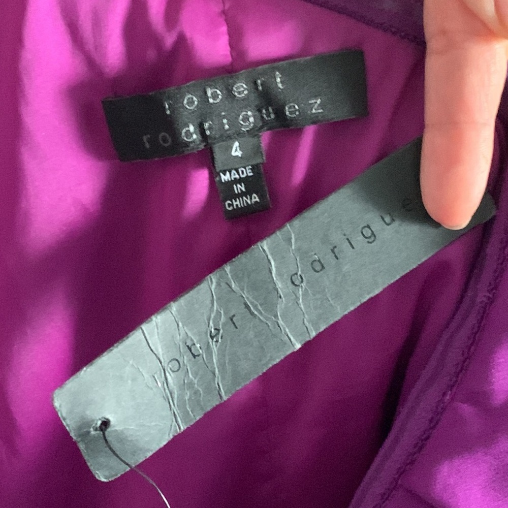 NEW 100% Silk Robert Rodriquez one shoulder purple cocktail Dress size small - Picture 9 of 10